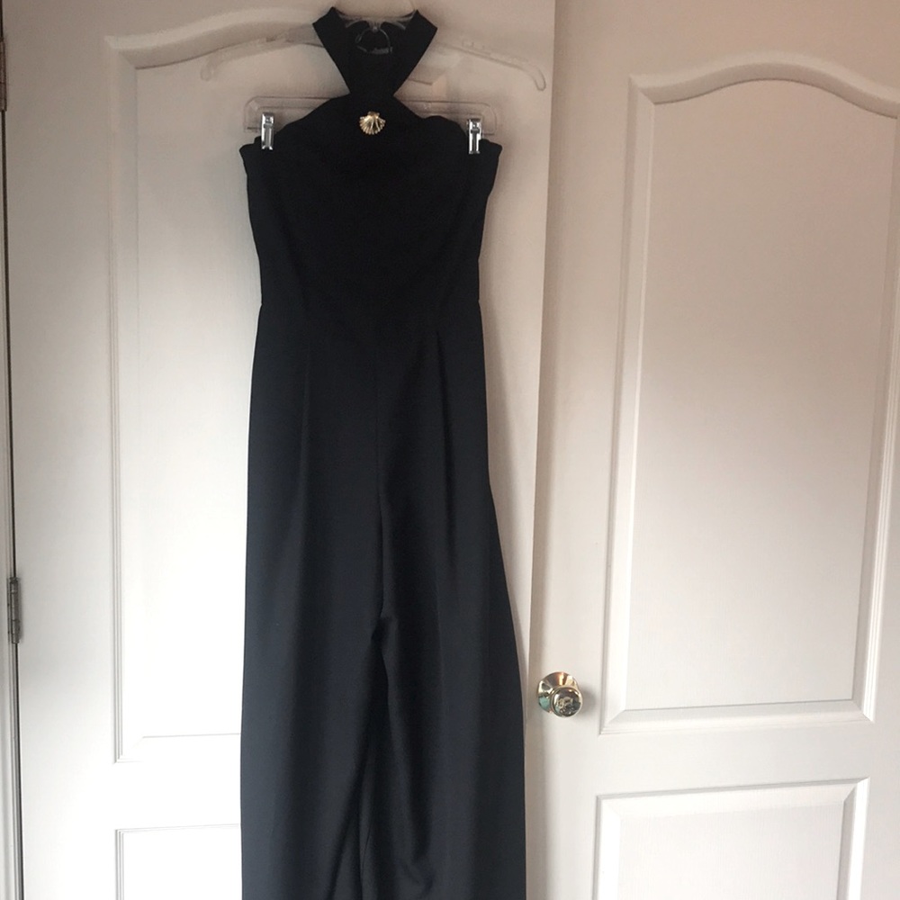 Vintage black palazzo pant jumpsuit. Size 8